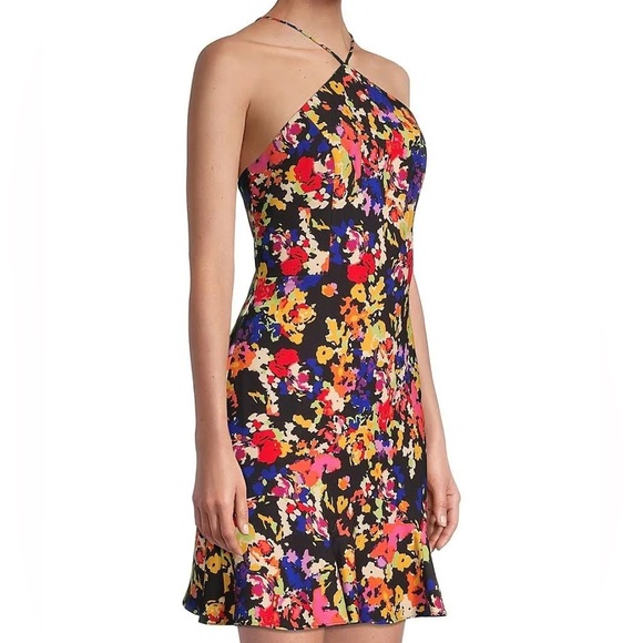 New Aidan by Aidan Mattox Abstract Print Crepe Fit & Flare halter mini dress - Picture 7 of 15